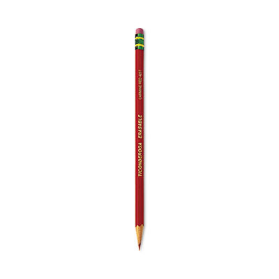 Erasable Colored Pencils, 2.6 Mm, 2B, Carmine Red Lead, Carmine Red Barrel, 12/Pack