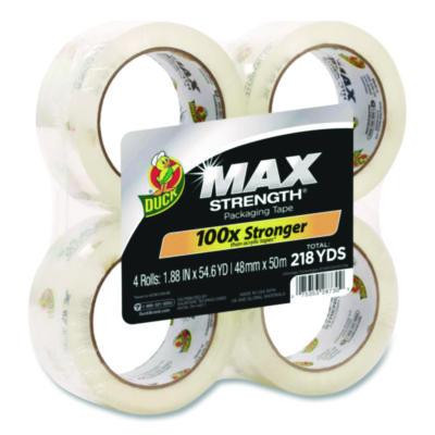 Max Packing Tape, 3" Core, 1.88" x 54.6 Yds, Crystal Clear, 4 Rolls/Pack