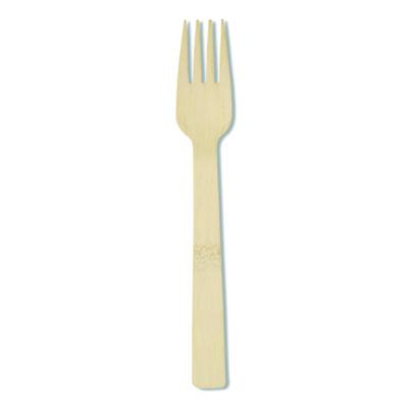 Bamboo Cutlery, Mediumweight Fork, Paper, Light Golden, 100/Pack, 10 Packs/Carton