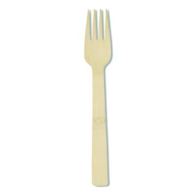 Bamboo Cutlery, Mediumweight Fork, Paper, Light Golden, 100/Pack, 10 Packs/Carton