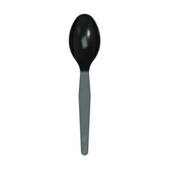 Mediumweight Polystyrene Wrapped Cutlery, Spoon, Plastic, Black, 1,000/Carton