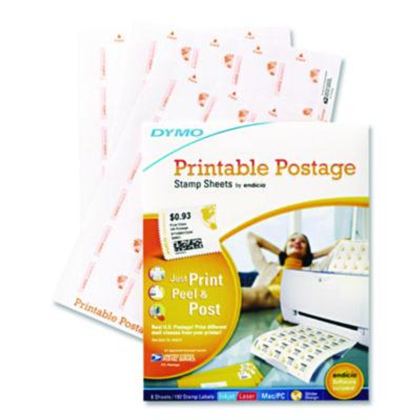 Printable Postage Stamp Sheets, White, 24 Labels/Sheet, 8 Sheets, 192 Labels/Pack