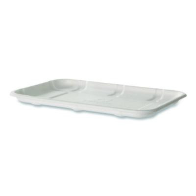 Meat And Produce Food Trays, 8.5 x 6.2 x 0.5, White, Sugarcane Fiber, 400/Carton