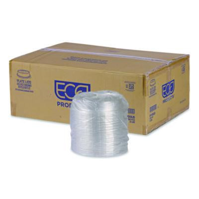100% Recycled Content Round Plate Lids, Plastic, 9" Dia x 1.5" h, Clear, 300/Carton