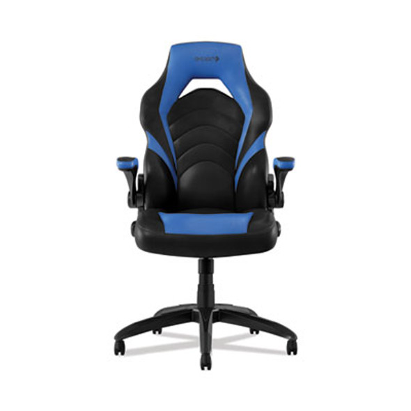 Vortex Bonded Leather Gaming Chair, Supports Up To 301 Lbs, 17.9" To 21.6" Seat Height, Blue/Black, Black Base