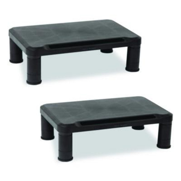 Adjustable Rectangular Monitor Stand, 14.5" x 10.5" x 2.5" To 5.25", Black, Supports 50 Lb, 2/Pack