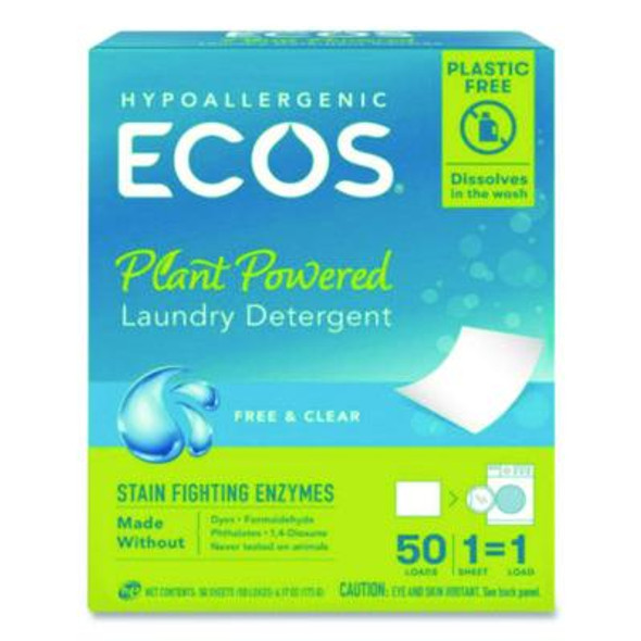 Liquidless Laundry Detergent Sheets, Free And Clear, 50 Sheets/Pack, 10 Packs/Carton