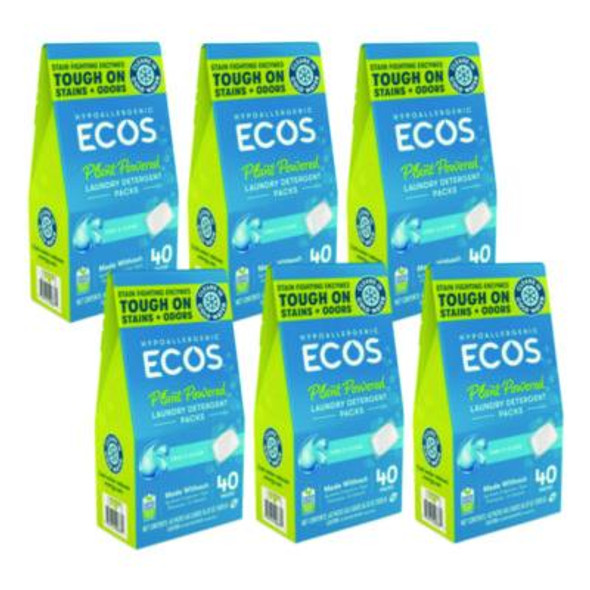 Laundry Detergent Packs, Free And Clear, 40 Pods/Pack, 6 Packs/Carton