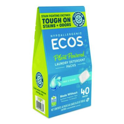 Laundry Detergent Packs, Free And Clear, 40/Pack