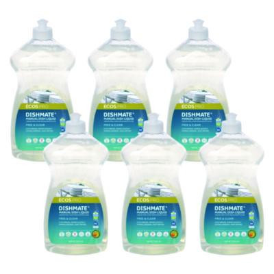 Dishmate Manual Dish Liquid, Free And Clear, 25 Oz Squeeze Bottle, 6/Carton