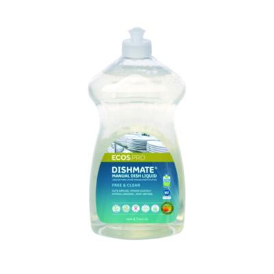 Dishmate Manual Dish Liquid, Free And Clear, 25 Oz Squeeze Bottle, 6/Carton