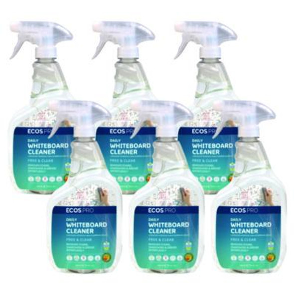 Daily Whiteboard Cleaner, Free And Clear, 32 Oz Spray Bottle, 6/Carton