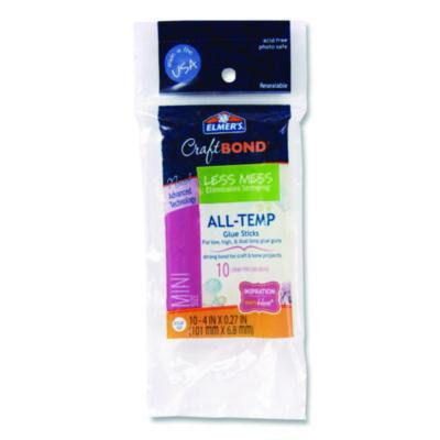 Craftbond Less Mess All-Temp Glue Sticks, Mini, 0.27 x 4, Dries Clear, 10/Pack