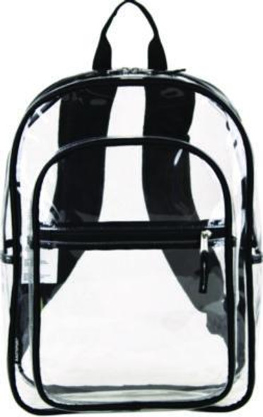 Clear With Color Trim Backpack, 11.5" x 5" x 16.5", Clear/Black