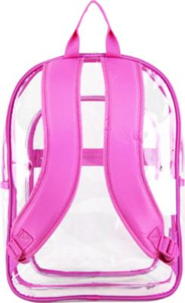 Clear With Color Trim Backpack, 11.5" x 5" x 16.5", Clear/Pink
