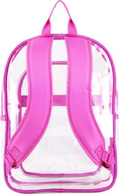 Clear With Color Trim Backpack, 11.5" x 5" x 16.5", Clear/Pink