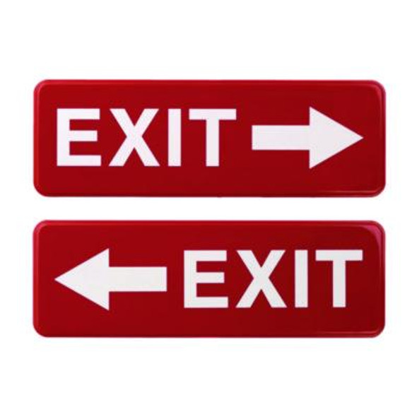Emergency Exit Indoor/Outdoor Wall Sign, 9 x 3, Red Face, White Graphics, 2/Pack