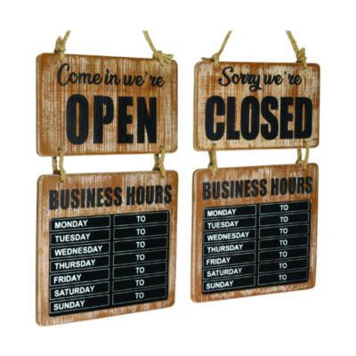 Business Hours Outdoor Sign, 9.75 x 22.5, Brown Face, Black/White Lettering, Chalkboard