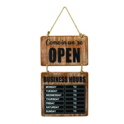 Business Hours Outdoor Sign, 9.75 x 22.5, Brown Face, Black/White Lettering, Chalkboard