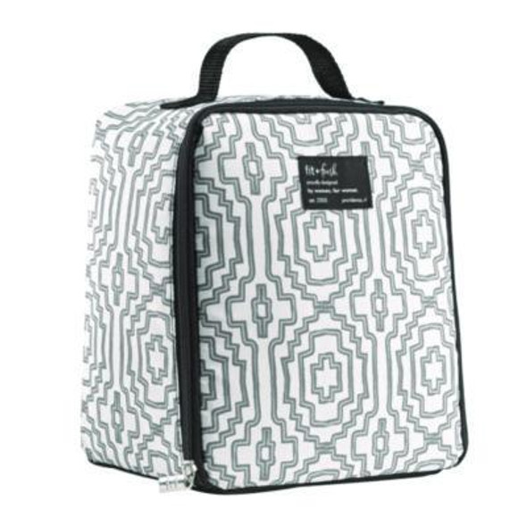 Lunch Bag, 8 x 6 x 10, Black And White Geometric