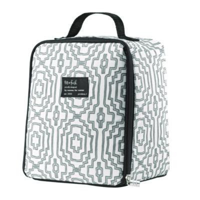 Lunch Bag, 8 x 6 x 10, Black And White Geometric