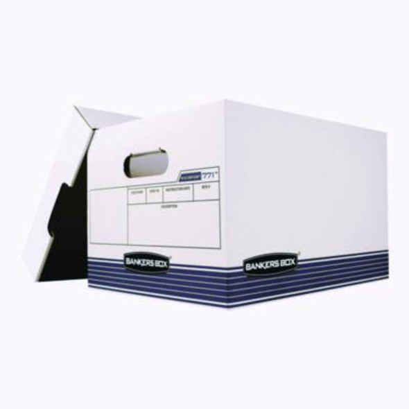 R-Kive Heavy-Duty Storage Boxes, Letter/Legal Files, 10 x 15 x 12, White/Blue, 20/Bundle