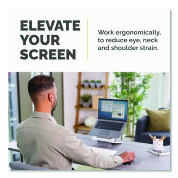 Breyta Laptop Stand, 9.25" x 10.55" x 0.55" - 8", White, Supports Up To 8.8 Lbs