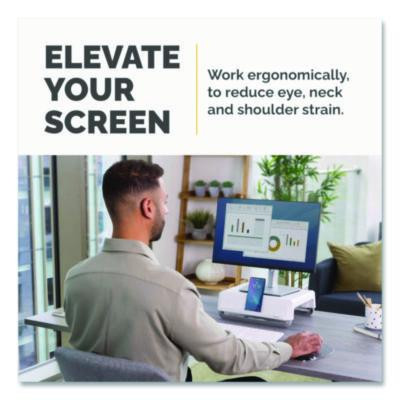 Breyta Monitor Stand, 13.94" x 11.97" x 3.25" To 6", White, Supports 33 Lbs