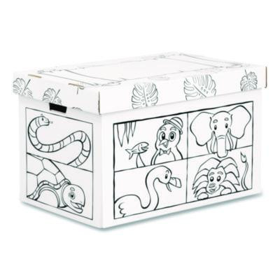 At Play Color In Toy Box, Animal Design, 1 Section, 39.27 Gal, 5.25 Cu Ft, 28" x 18" x 18", White/Black