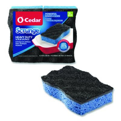 Scrunge Heavy-Duty Sponge, 2.63 x 4.25, 1" Thick, Black/Blue, 2/Pack, 8 Packs/Carton