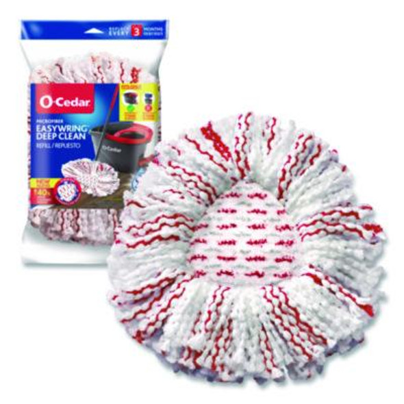 Ezwring Deep Clean Refill, Patented Microfiber, Custom Size For Ez Wring Mop Systems, Red/White, 4/Carton