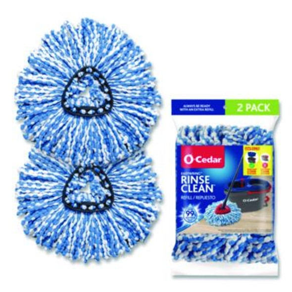 Rinse Clean Refill, Microfiber, Custom Size For Rinse Clean Mop Systems, Blue/White, 2/Pack
