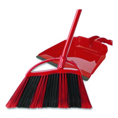 One Sweep Lg Broom With Dustpan, 57" Handle, Red/Black/Gray