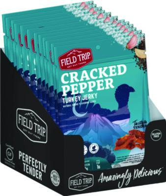 Turkey Jerky, Cracked Pepper Turkey, 1 Oz Bag, 12 Bags/Carton