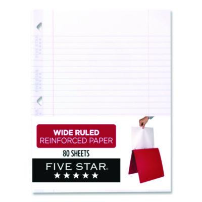 Reinforced Filler Paper, 3-Hole, 8 x 10.5, Wide/Legal Rule, 80/Pack