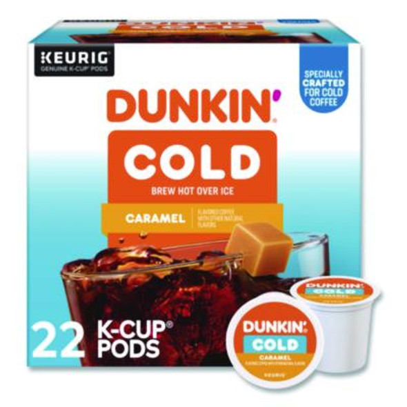 Cold Iced Coffee K-Cups, Caramel, 0.44 Oz, 22/Box