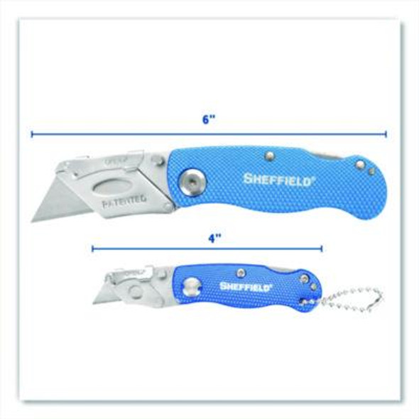 Folding Lock Back Utility Knife Set, 1 Standard, 1 Mini, Blue