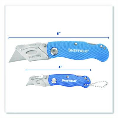 Folding Lock Back Utility Knife Set, 1 Standard, 1 Mini, Blue