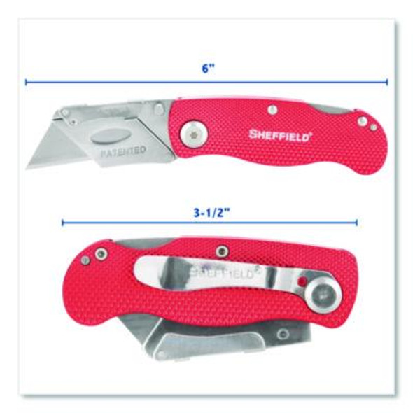 Quick Change Lock Back Utility Knife, 1.25" Blade, 3.5" Aluminum Handle, Red