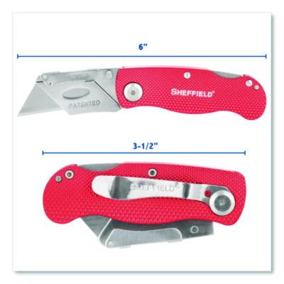 Quick Change Lock Back Utility Knife, 1.25" Blade, 3.5" Aluminum Handle, Red