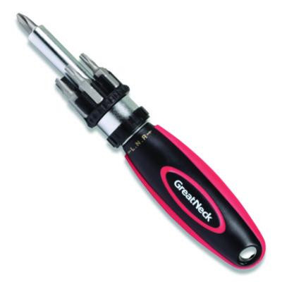 Ratcheting Screw/Nut Driver Set, 7 Phillips, Sae Slotted And Torx Bits, 7" Long, Black/Red Handle