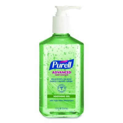 Advanced Hand Sanitizer Soothing Gel, 12 Oz Pump Bottle, Fresh Scent, 12/Carton