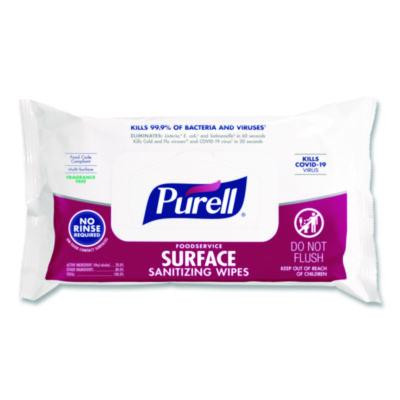 Foodservice Surface Sanitizing Wipes, 1-Ply, 7.4 x 9, Fragrance Free, White, 72 Wipes/Resealable Pack