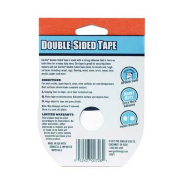 Double-Sided Tape, 3" Core, 1.4" x 8 Yds, Gray