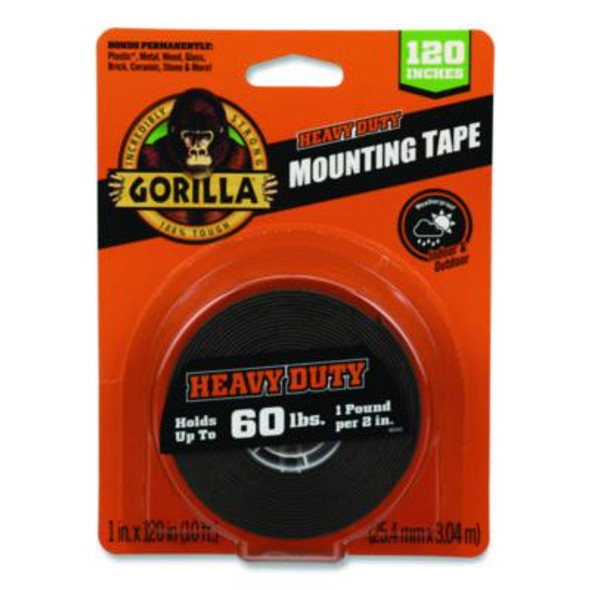 Heavy Duty Mounting Tape, Permanent, Holds Up To 60 Lb (1 Lb Per 2 In), 1 x 120, Black