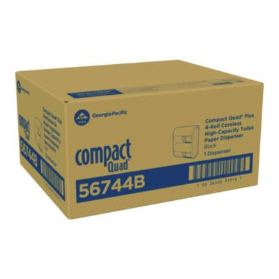 Compact Quad Vertical Four Roll Coreless Tissue Dispenser, 12.31 x 14.81 x 7.86, Black