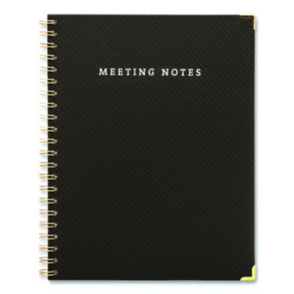 Meeting Notes Book, Space For Up To 159 Meetings, Meeting-Minutes/Notes Format, Black/Gold Cover, (80) 11 x 8.5 Sheets