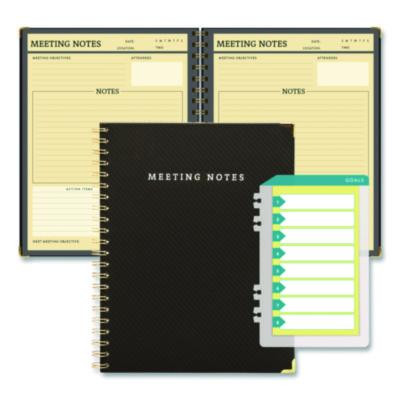 Meeting Notes Book, Space For Up To 159 Meetings, Meeting-Minutes/Notes Format, Black/Gold Cover, (80) 11 x 8.5 Sheets