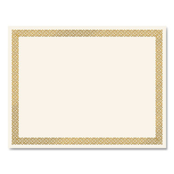 Foil Border Certificates, 8.5 X 11, Ivory/Gold With Gold Braided Border, 15/Pack