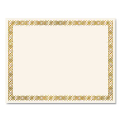 Foil Border Certificates, 8.5 X 11, Ivory/Gold With Gold Braided Border, 15/Pack